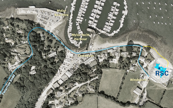 Map showing access to Restronguet Sailing Club